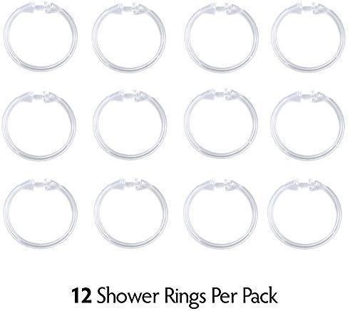 SlipX Solutions White Premium Plastic Shower Rings Provide Effortless Gliding on Standard Shower Rods (Set of 12, Easy Snap Closure, BPA-Free Plastic)