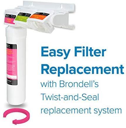 Brondell H2O+ Coral UC300 Three-Stage Undercounter Water Filtration System – Water Purifier with Designer Chrome Faucet – Quick Change Filter, WQA Gold Seal-Certified