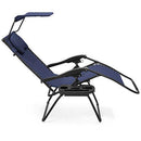 Best Choice Products Oversized Zero Gravity Reclining Lounge Patio Chair w/Folding Canopy Shade and Cup Holder - Navy