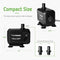 VIVOSUN 800GPH Submersible Pump(3000L/H, 24W), Ultra Quiet Water Pump with 10ft High Lift, Fountain Pump with 5ft Power Cord, 3 Nozzles for Fish Tank, Pond, Aquarium, Statuary, Hydroponics