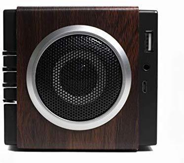 August MB300 Mini Wooden MP3 Stereo System and FM Clock Radio, with Card Reader, USB Port & AUX Jack (3.5mm Audio In), 2 x 3W Powerful Hi-Fi Speakers and Built-in Rechargeable Battery