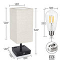 Touch Control Dimmable Table Lamp-Bedside Desk Lamp-Modern Nightstand Lamp for Bedroom Living Room Office with Two USB Charging Ports, Two AC Outlets,Dimmable Vintage 60W Equivalent LED Bulb Included