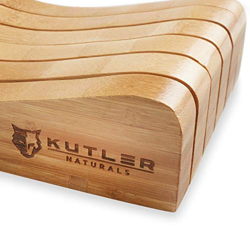 KUTLER 11 Slot In-Drawer Bamboo Knife Block - Wooden Storage Organizer and Holder for Kitchen Cutlery Butcher Knives