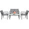 Best Choice Products 4-Piece Patio Metal Conversation Furniture Set w/Loveseat, 2 Chairs, and Glass Coffee Table- Gray