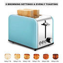 Toaster 2 Slice, CUSINAID Extra Wide Slots Toaster with BAGEL/DEFROST/CANCEL Function, Stainless Steel Two Slice Bread Bagel Toaster, 825W, Retro Blue