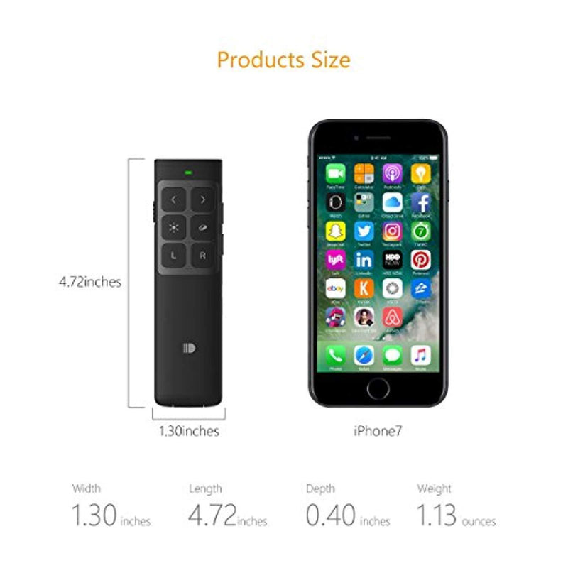 Wireless Presenter PPT Clicker with Mouse Mode ,Rechargeable Presentation Remote, 2.4GHz Powerpoint PPT Pointer Presentation Remote Control - Upgrade Version