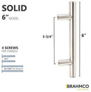 30 Pack | 5" Solid Brushed Nickel T Bar Cabinet Pulls: 3" inch Hole Center | Brahmco 320-5 Modern Euro Style Stainless Steel Kitchen Cabinet Hardware/Dresser Drawer Handles
