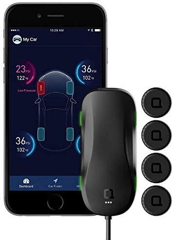 nonda ZUS AccurateTemp Smart Tire Safety Monitor, TPMS with APP, Slow Leak Detection, Real Time Pressure & Temperature Alerts, Tire Pressure Monitoring System with 4 Upgraded External Cap Sensors