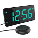 Digital Alarm Clock with Bed Shaker, Extra Loud Alarm, 7-inch Large Display, USB Charger, Full Range Dimmer, USB Night Light – Eye Protection Green by LIELONGREN