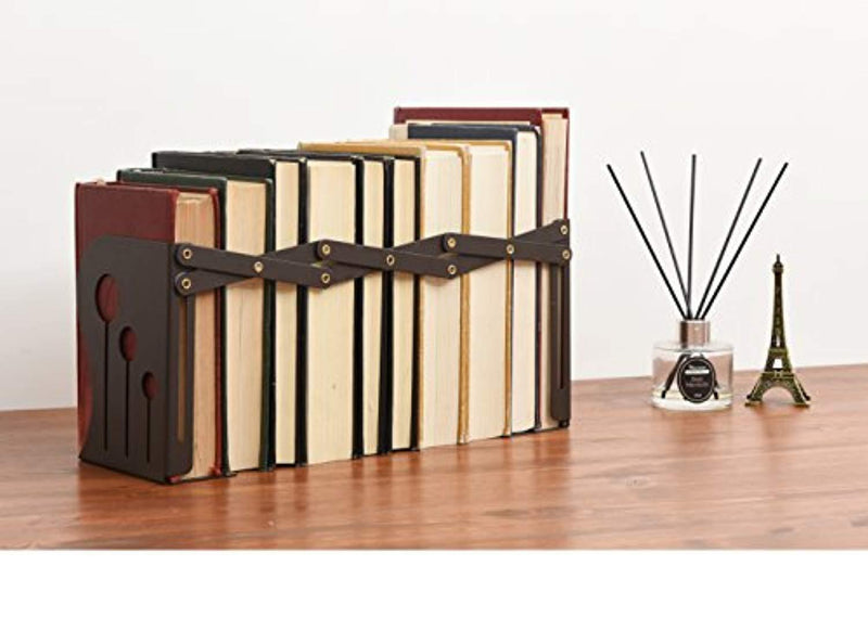 Office Square Decorative Metal Bookends - Heavy Duty & Adjustable Modern Design with Non-Skid Base