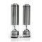 Electric Salt and Pepper Grinder Set (x2 Mills) with Tray by Culinarc - Battery Operated Mill with Ceramic Grinders - Adjustable Coarseness with Automatic LED Light - Durable Stainless Steel Design