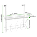 Lifewit Over The Door Hook Hanger Two Tiers with 10 Hooks and Mesh Basket Adjustable Storage Rack for Coats Hats Robes to (White)