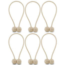 NZQXJXZ Curtain Tiebacks Magnetic, Drape Holders Holdbacks Decorative Weave Rope Clips Window Sheer Blackout Panels Home Office, Beige (Pack of 6)