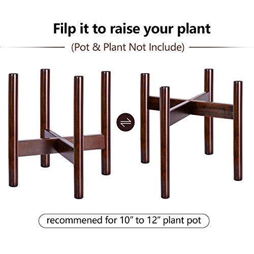 Mid Century Plant Stand - Up to 10'' Flower Pot, Wood Indoor Planter Holder, Modern Home Decor (Planter Not Included)