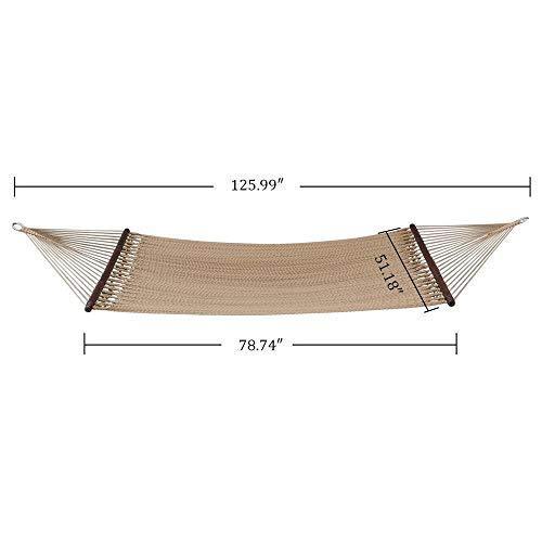 SUNMERIT Caribbean Hammock Soft-Spun Polyester Rope for Outdoor Garden Patio,450 lbs Capacity (Mocha)