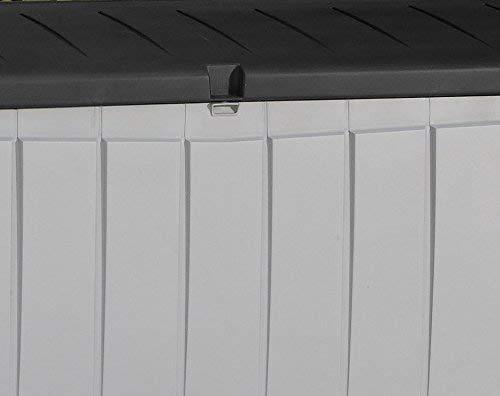 Keter Novel 90 Gallon Resin Outdoor Storage Box for Patio Furniture Cushions, 90-Gallon, Grey/Black