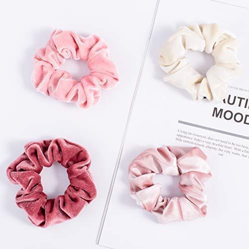 Whaline Macaron Theme Hair Scrunchies, Ice Cream Color Elastic Scrunchy Bobbles Velvet Hair Bands Soft Hair Ties Hair Accessories for Women Kids Girls (12 Colors)