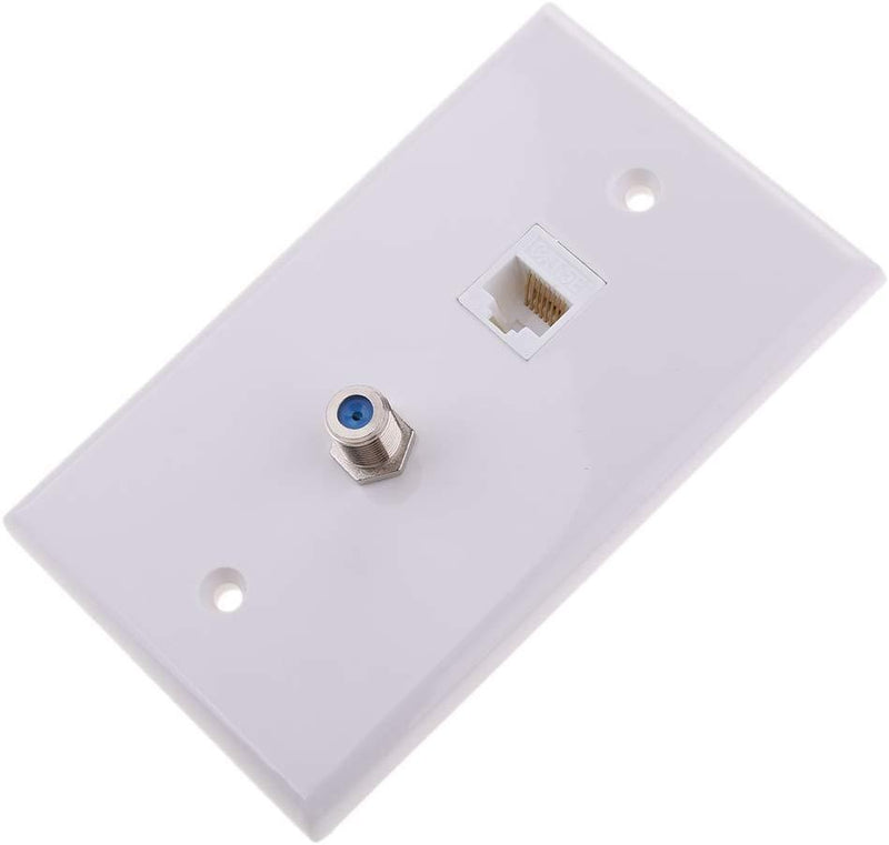 JZLiner Ethernet Coax RJ45 Coaxial F Type Wall plate Jack Socket Outlet Networking Cover Panel