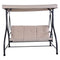 Beige Converting Bed Swing Hammock Chair Patio 3 Person Seat With Canopy Outdoor Furniture