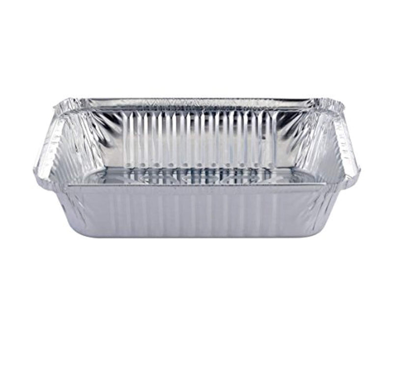 DOBI (50 Pack) 2.25lb Takeout Pans - Disposable Aluminum Foil Take-Out Containers with Lids, Standard Single-Portion-Size, 8 1/2" x 6" x 1 4/5"