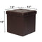 Otto & Ben 15" Storage Folding Toy Box Chest with Memory Foam Seat Tufted Faux Leather Small Ottomans Bench Foot Rest Stool, 15"x15"x15", Brown