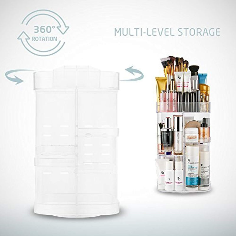 Jerrybox Makeup Organizer Adjustable Professional Makeup Organizer, Compact Size with Large Capacity, Fits Different Types of Cosmetics and Accessories Square (Transparent)