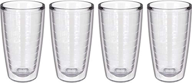 4-pack Insulated 16 Ounce Tumblers - Clear - Sweat Resistant - BPA-Free - Made in USA