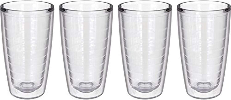 4-pack Insulated 16 Ounce Tumblers - Clear - Sweat Resistant - BPA-Free - Made in USA