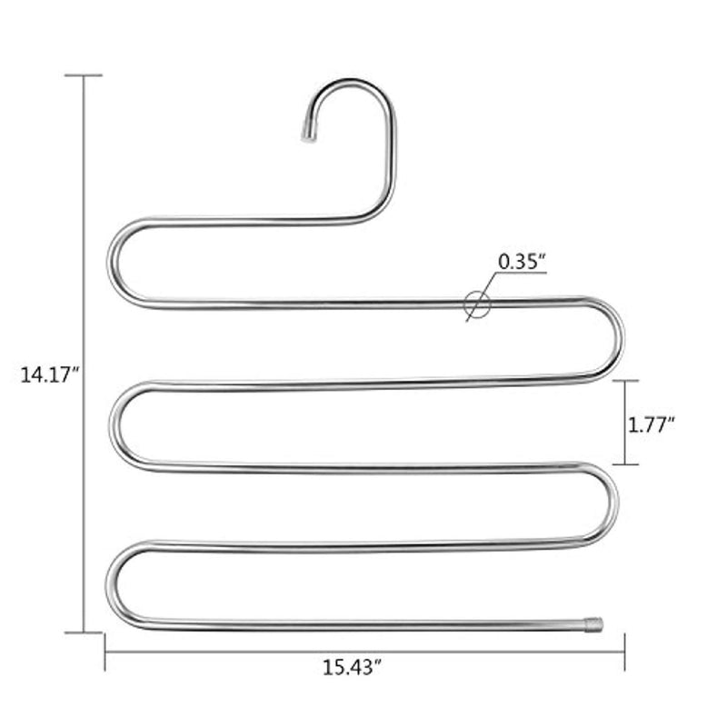 Elover Pants Hangers [4 Pack] S-Type Stainless Steel Multi Layers Jeans Hangers, Multi-Purpose Closet Storage Organizer for Pants Jeans Tie Scarf Towel Clothes, Space Saving Storage Rack