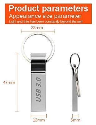 DSGNOON Silver 128GB 3.0 Storage Thumb U Disk Waterproof USB Flash Drive Metal Pen Drive Real Capacity 128GB cle USB Memory Stick Key Chain U Disk for Computer car Office (128GB)