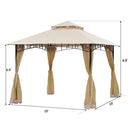 Outsunny 10' x 10' Steel Outdoor Gazebo Canopy with Mosquito Netting - Black/Beige