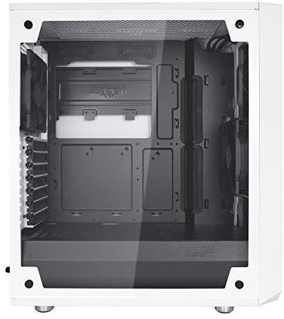 Fractal Design Meshify C - Compact Computer Case - High Performance Airflow/Cooling - 2X Fans Included - PSU Shroud - Modular Interior - Water-Cooling Ready - USB3.0 - Tempered Glass Light - Blackout