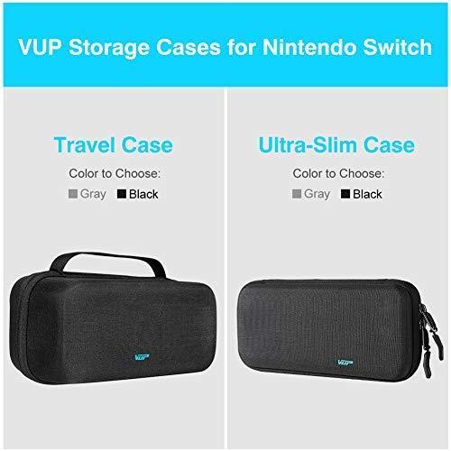 Nintendo Switch Case, VUP Switch Hard Cover Protective Travel Storage Shell for Nintendo Switch Console & Accessories with 18 Game Cartridges and Handle (Gray)