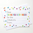 Fill in the Blank Thank You Notes for Kids - Confetti Polka Dot Flat Card and Envelopes - 4.25 X 5.5 Inches - Pack of 15