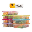 Bento Lunch Boxes, 3-Compartment Meal Prep Containers with Lids, Food Storage Containers, 7 Pack BPA Free Food Lunch box, LeakProof, Reusable, Stackable, Microwave, Freezer and Dishwasher Safe