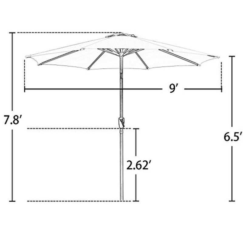 Cloud Mountain 9' Patio Umbrella, Outdoor Market Umbrella with Push Button Tilt and Crank, Aluminum Table Umbrella Outside 100% Polyester, Green