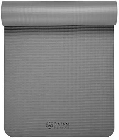 Gaiam Essentials Thick Yoga Mat Fitness & Exercise Mat with Easy-Cinch Yoga Mat Carrier Strap (72"L x 24"W x 2/5 Inch Thick)