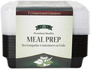 Meal Prep Containers With Lids [15 Sets] 3 Compartment Lunch Containers, Bento Boxes, Food Storage Containers (32 oz.)