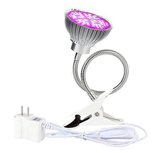 LED Grow Light 50W Full Spectrum Dual Head Desk Clip Grow Lamp with 360 Degree Flexible Gooseneck and Separated Switch Light for Home Potted Plant, Indoor Garden Greenhouse Hydroponics