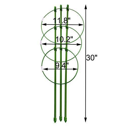 Sunnyglade Plant Support Cages 18 Inches Plant Cages with 3 Adjustable Rings, Pack of 3 (18")