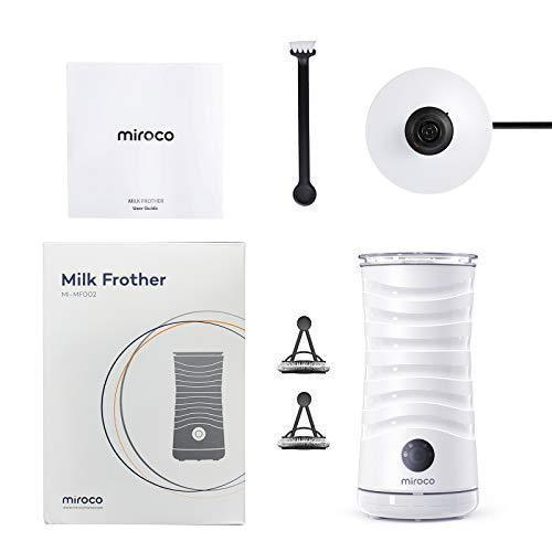 Milk Frother Miroco Electric Milk Steamer Automatic Soft Foam Maker Cold Hot Milk Warmer Silent Operation for Cappuccino, Latte, Coffee White