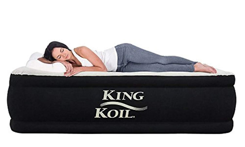 King Koil California King Luxury Raised Airbed with Built-in 120V AC High Capacity Internal Pump Comfort Quilt Top First Ever Cal King Air Mattress - True California King Size with 1-Year Guarantee