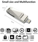 USB Flash Drive 128GB Memory Stick External Storage for iPhone 2in1 Photo Stick USB3.0 Thumb Drive Puanv Compatible iPhone iPad iOS MacBook and Computer (Silver-128G)