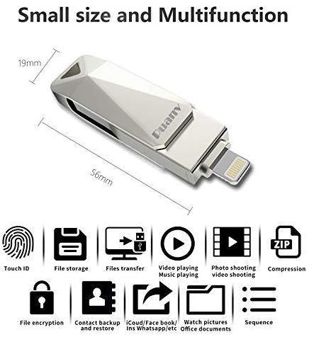 USB Flash Drive 128GB Memory Stick External Storage for iPhone 2in1 Photo Stick USB3.0 Thumb Drive Puanv Compatible iPhone iPad iOS MacBook and Computer (Silver-128G)