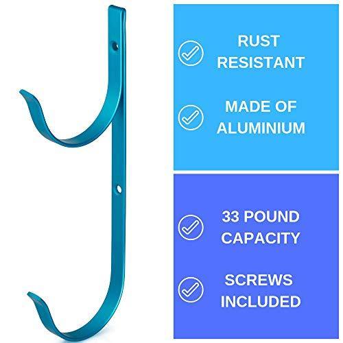 Aquatix Pro Pool Pole Hanger Premium 4pc Blue Aluminium Holder Set, Ideal Hooks for Telescopic Poles, Skimmers, Leaf Rakes, Nets, Brushes, Vacuum Hose, Garden Tools and Swimming Pool Accessories