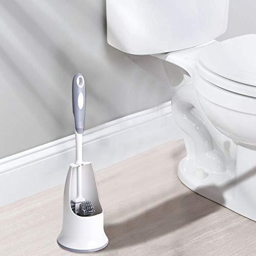 TreeLen Toilet Brush and Holder,Toilet Bowl Cleaning Brush Set,Under Rim Lip Brush and Storage Caddy for Bathroom