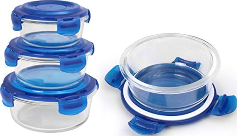 Utopia Kitchen Glass Food Storage Container Set - Blue - 18 Pieces Set (9 Containers and 9 Lids) Reusable Multipurpose Use for Home Kitchen or Restaurant - BPA Free