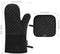 KeShi Kitchen Oven Mitts Set, Oven Mitts and Pot Holders, Heat Resistant with Quilted Cotton Lining, Non-Slip Surface 4 Pieces for Cooking, Baking, Grilling, Barbecue (Gray)