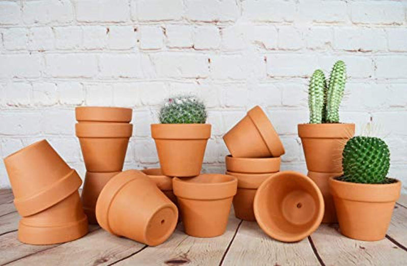 My Urban Crafts 16 Pcs Small Mini Clay Pots 2.5” x 3” Terra Cotta Pots Terracotta Cactus Flower Pots Ceramic Pottery Planters Succulent Nursery Pots for Indoor/ Outdoor Plants, Crafts, Wedding Favors