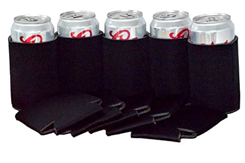 QualityPerfection 100 Black Party Drink Blank Can Coolers(12,25,50,100,200 Bulk Pack) Blank Beer,Soda Coolies Sleeves | Soft,Insulated Coolers | 30 Colors | Perfect For DIY Projects,Holidays,Events